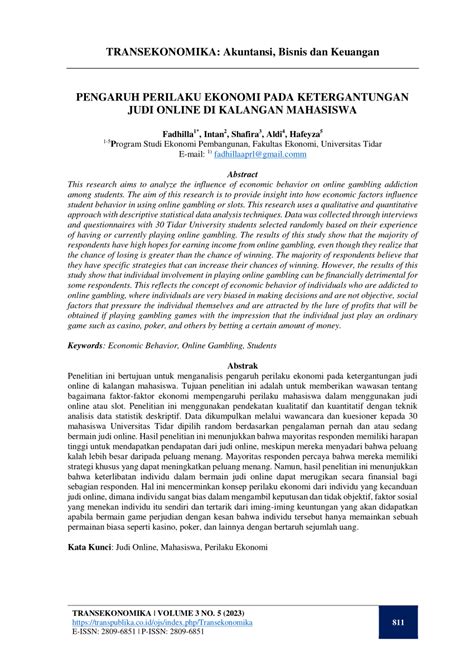 (PDF) PENGARUH PERILAKU EKONOMI PADA .